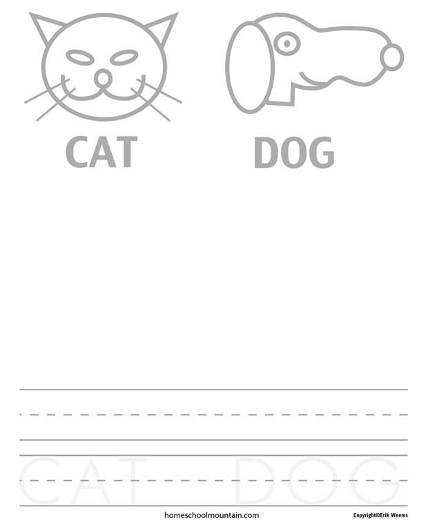 Writing and Drawing Dog and Cat